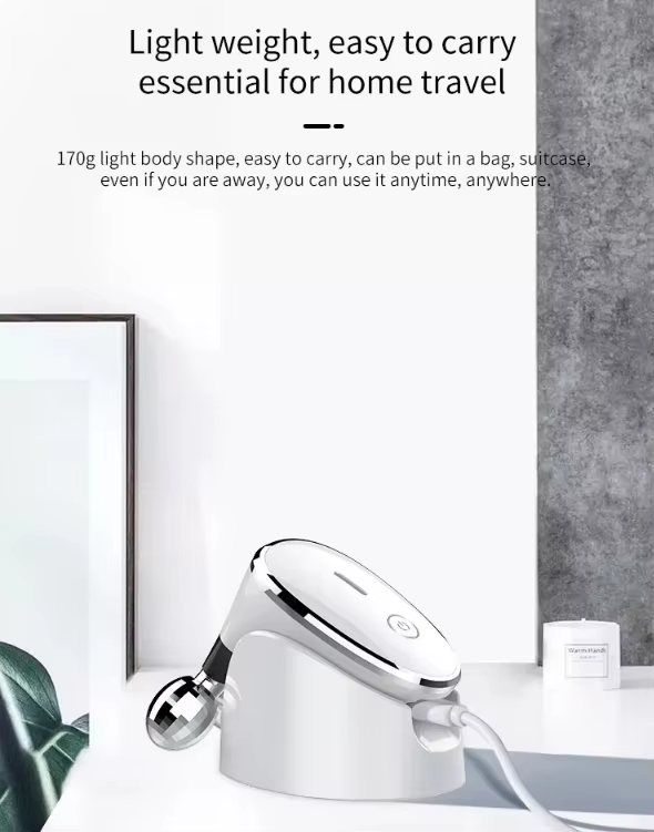 EMS V Face Dual Microcurrent Roller USB Plug Anti-Aging Facial Massager Face Neck Lifting Skin Tightening Skin Rejuvenation ABS