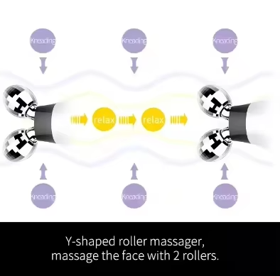 EMS V Face Dual Microcurrent Roller USB Plug Anti-Aging Facial Massager Face Neck Lifting Skin Tightening Skin Rejuvenation ABS