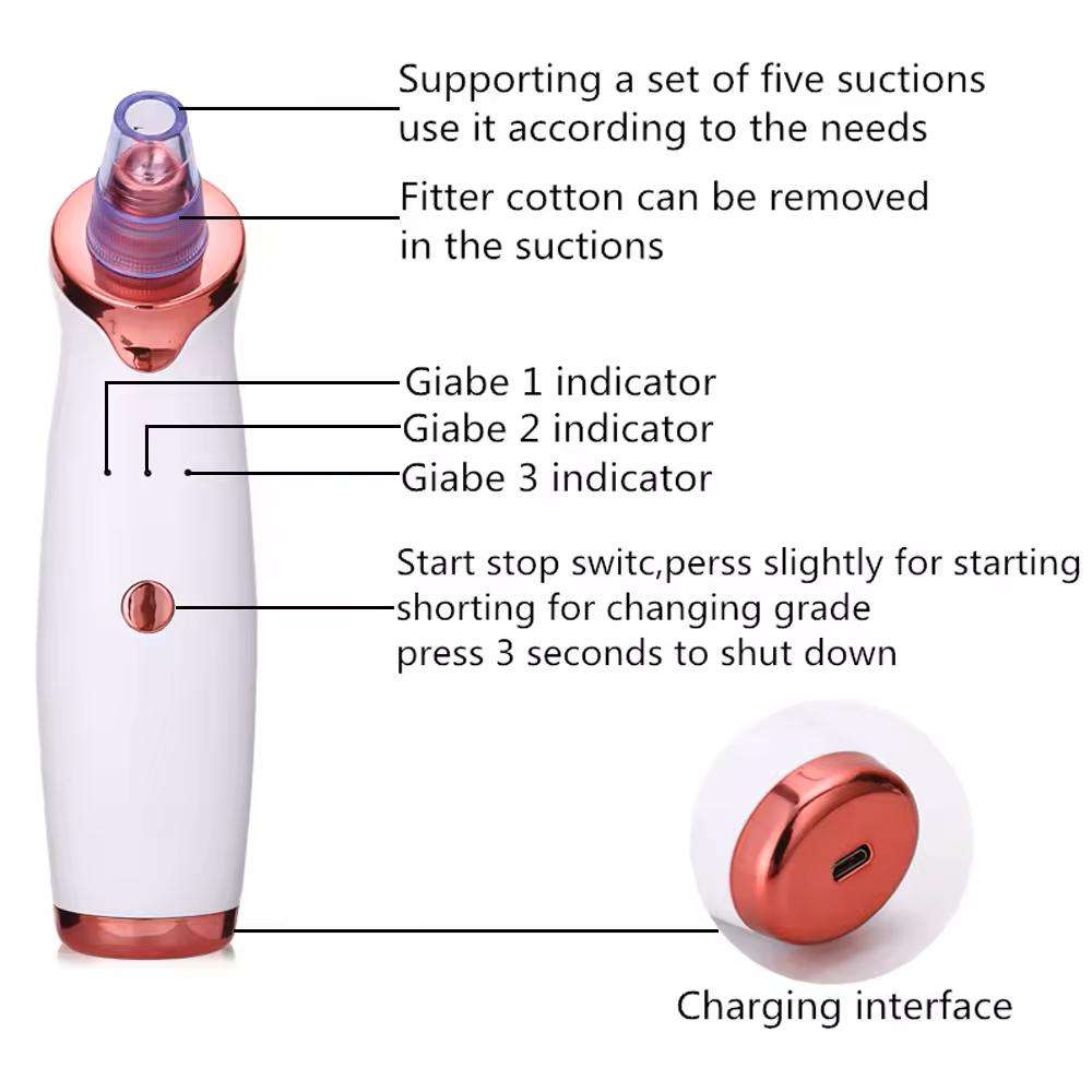 5 Head Pore Cleanser Blackhead Electric Removal Cleaner Blackhead Remover Vacuum Blackhead Remover - 图片 6
